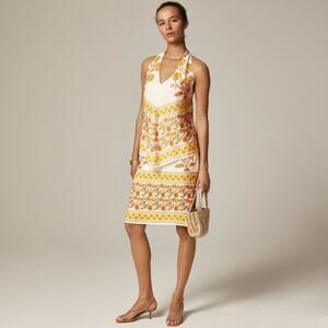 J.CREW Open-back halter top in sunset rose block print Size - M